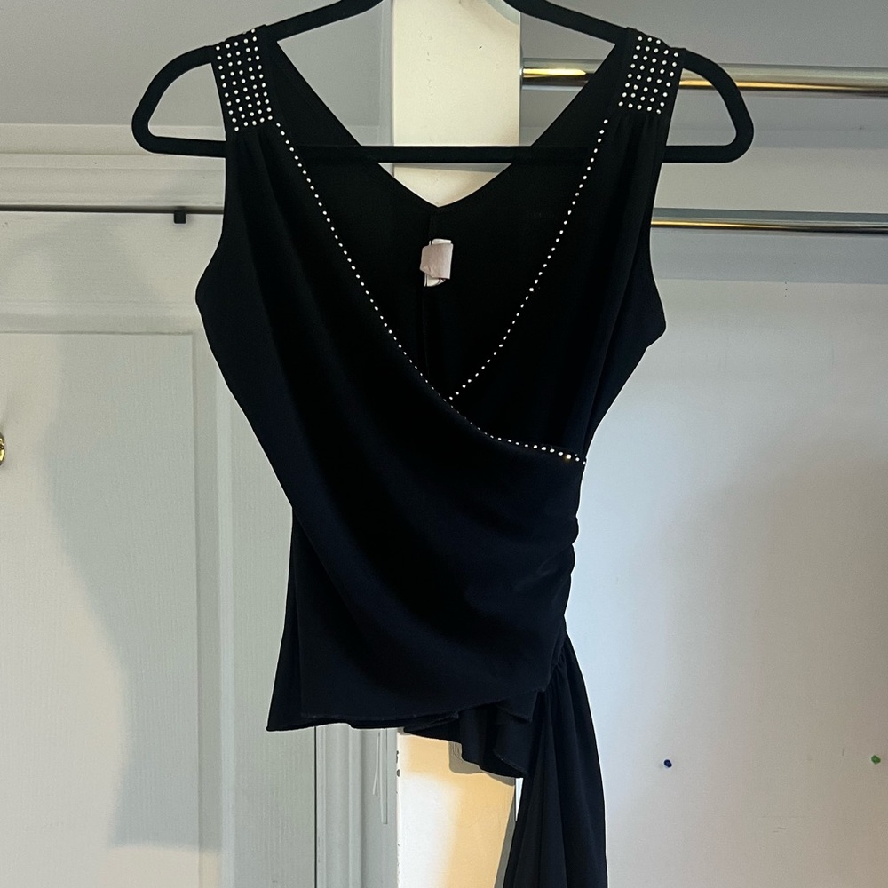 Black Sleeveless Top with Studded Details